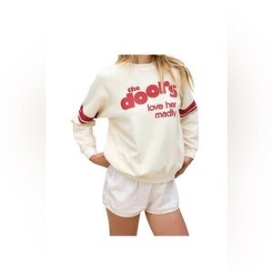 Daydreamer Cream and Red Graphic Sweatshirt Anthropologie Size Small NWT